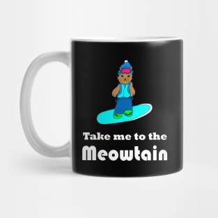 Snowbording cat meowtain pun cat lover snowboard fan snow lover Mug